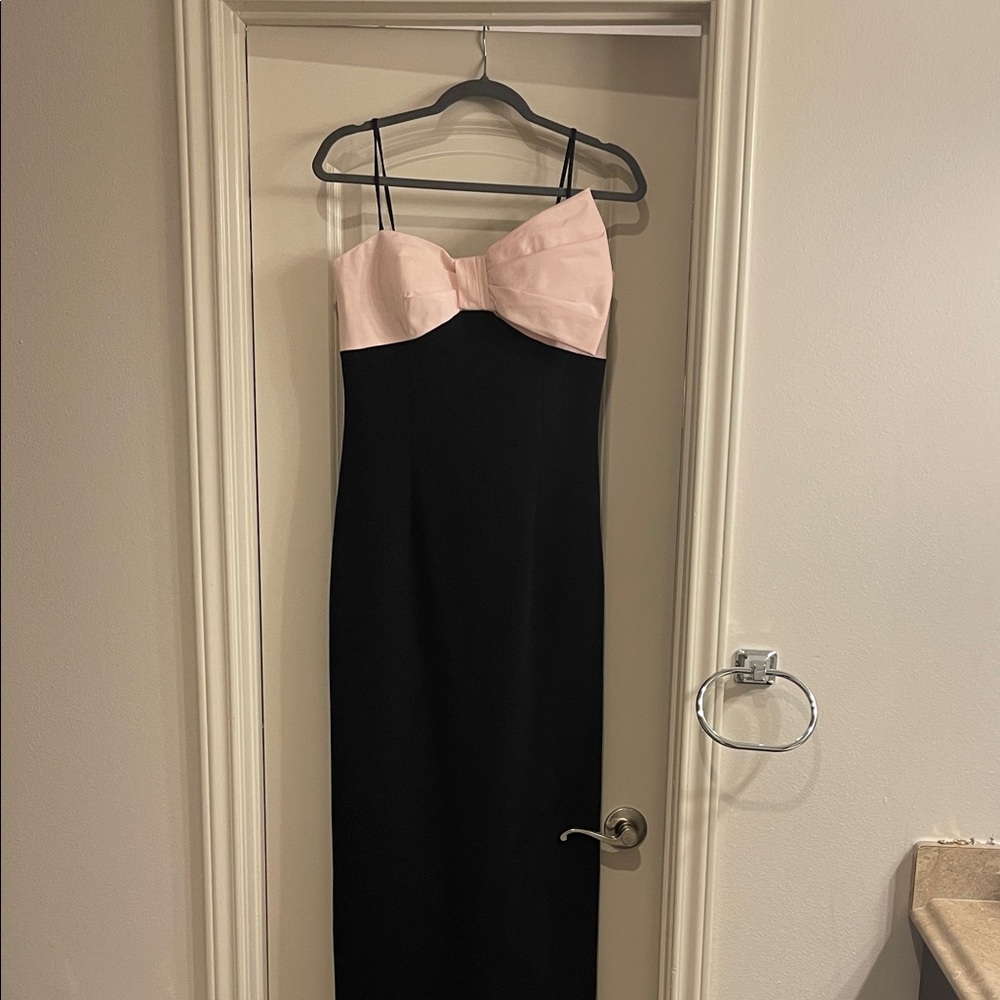 Rickie Freeman for Teri Jon Black and Pink Strapless Dress